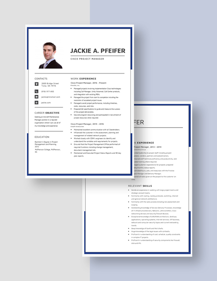 Cisco Project Manager Resume Download