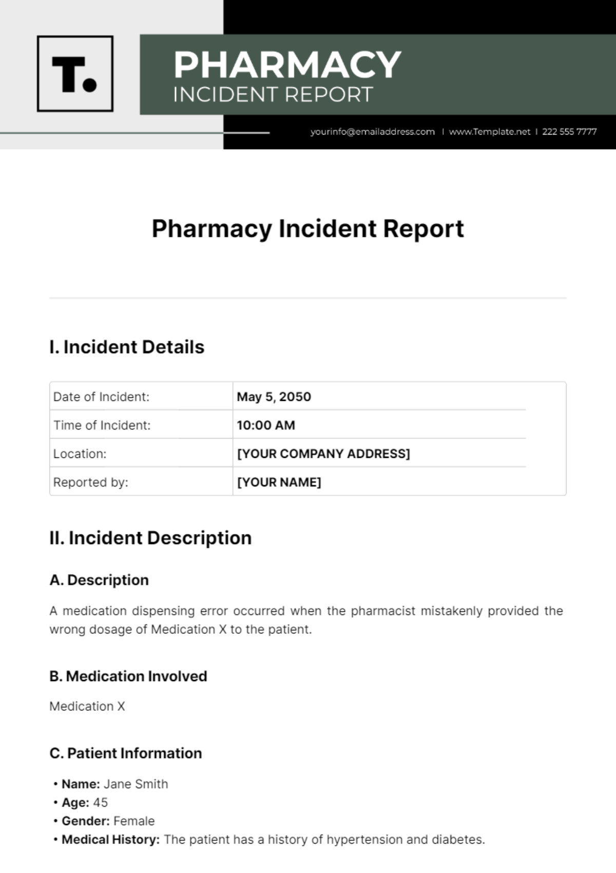 Pharmacy Incident Report Template - Edit Online & Download