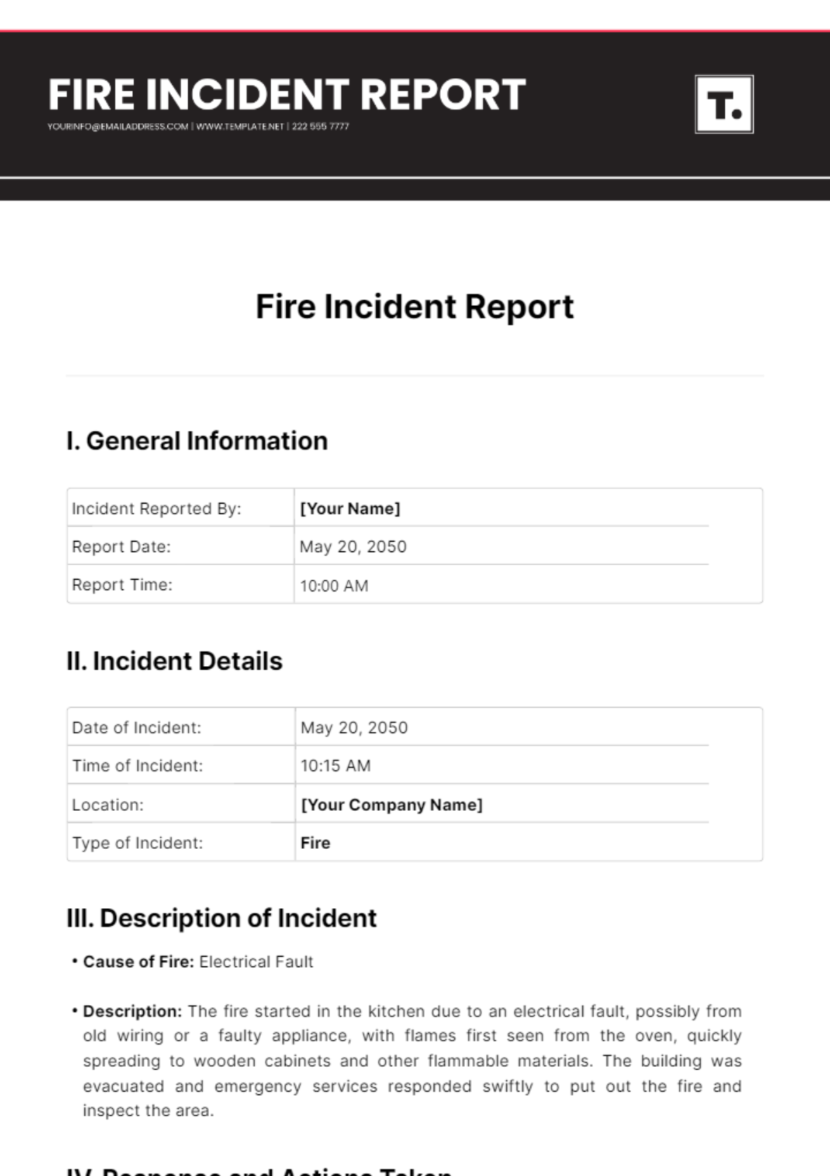 Fire Incident Report Template - Edit Online & Download