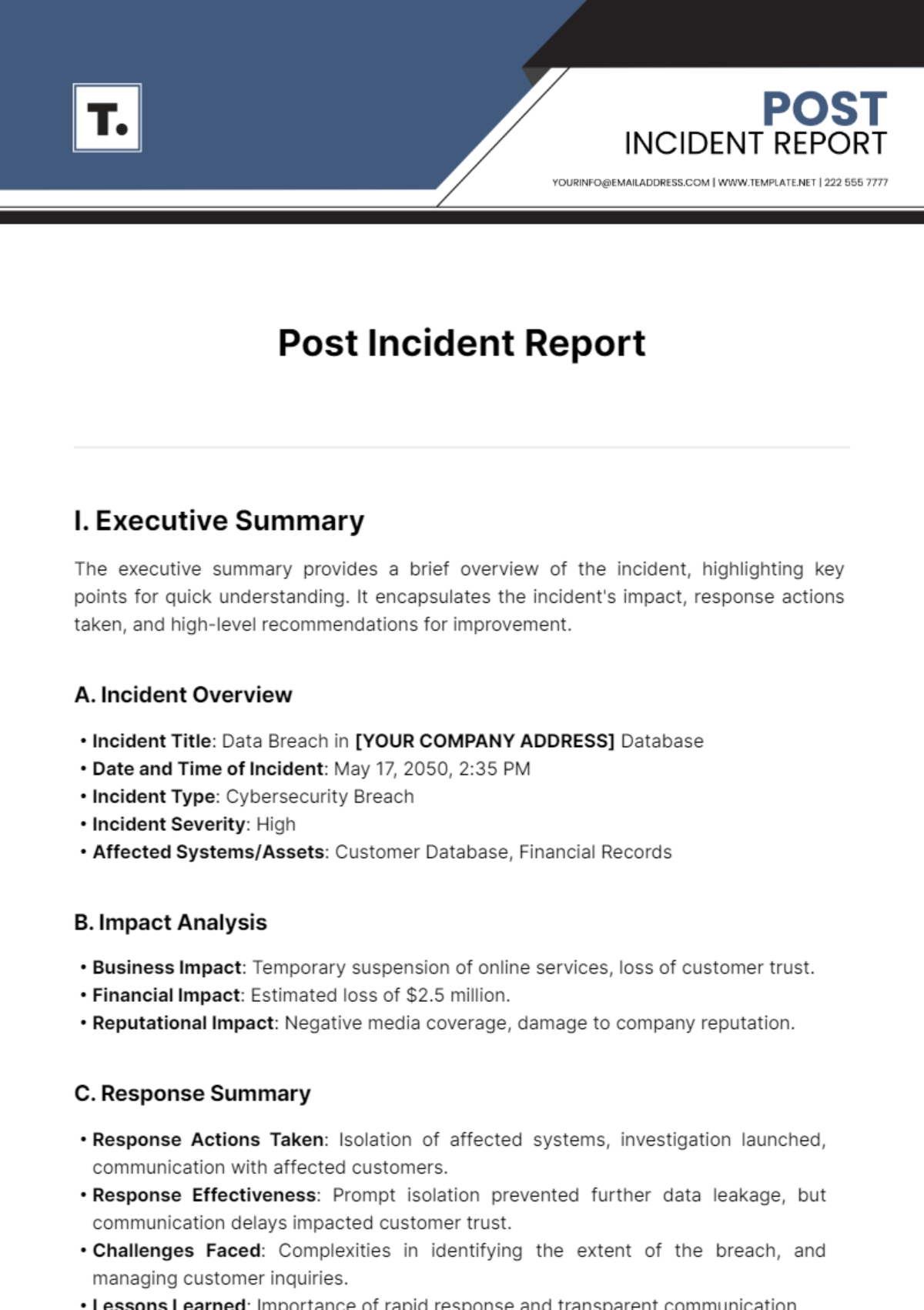 Post Incident Report Template - Edit Online & Download