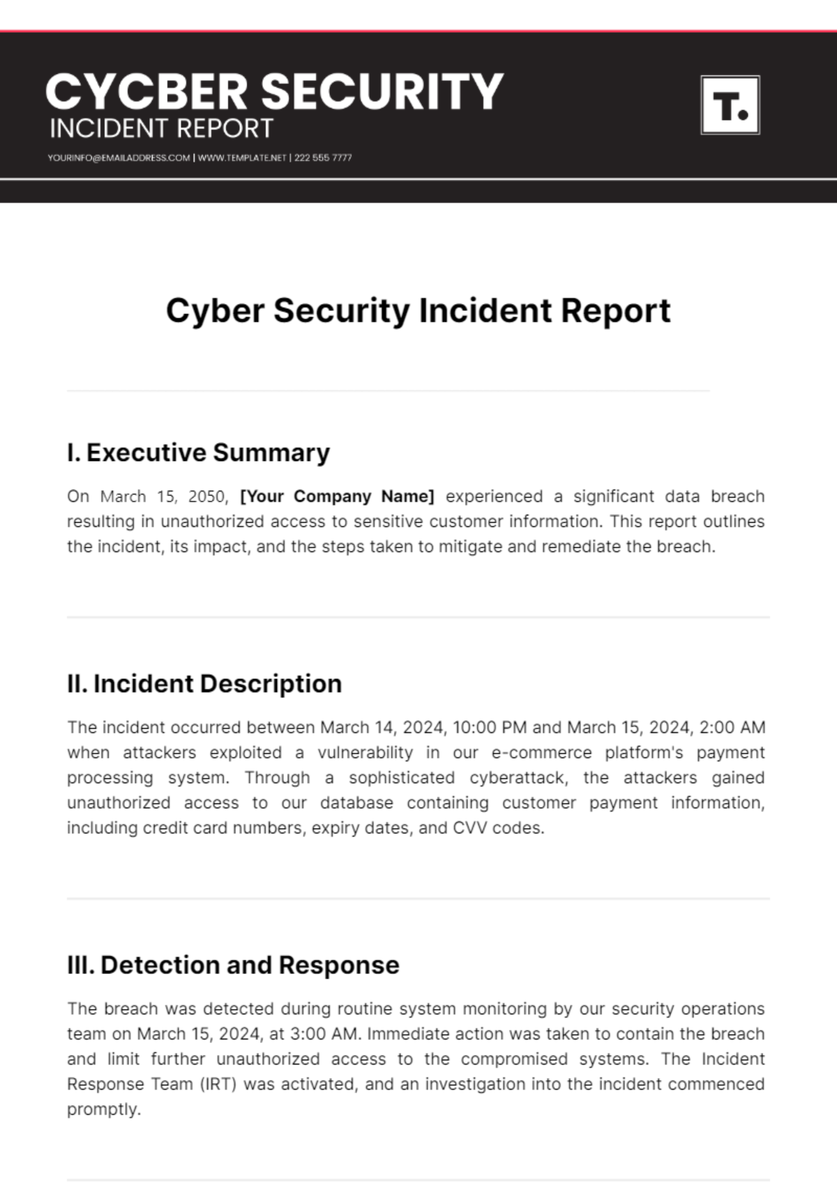 Cyber Security Incident Report Template - Edit Online & Download