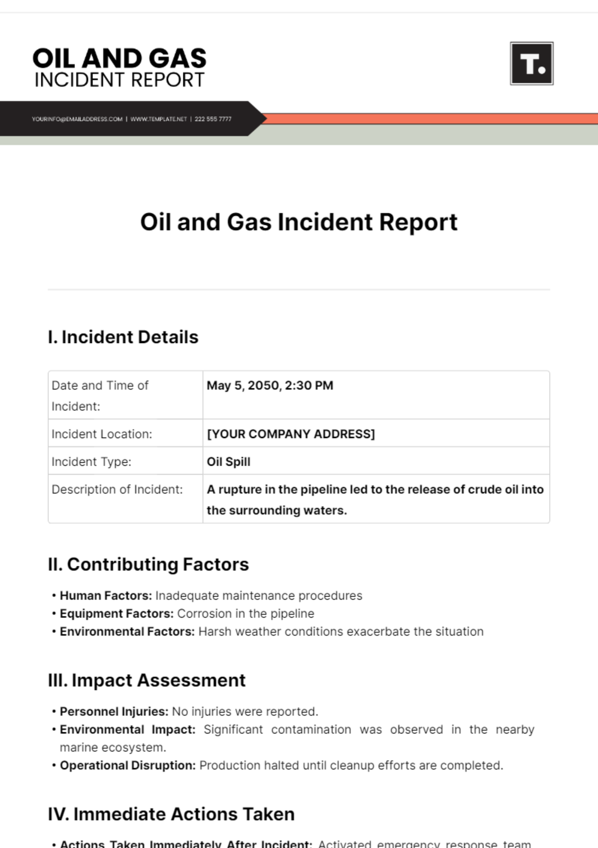 Oil And Gas Incident Report Template - Edit Online & Download