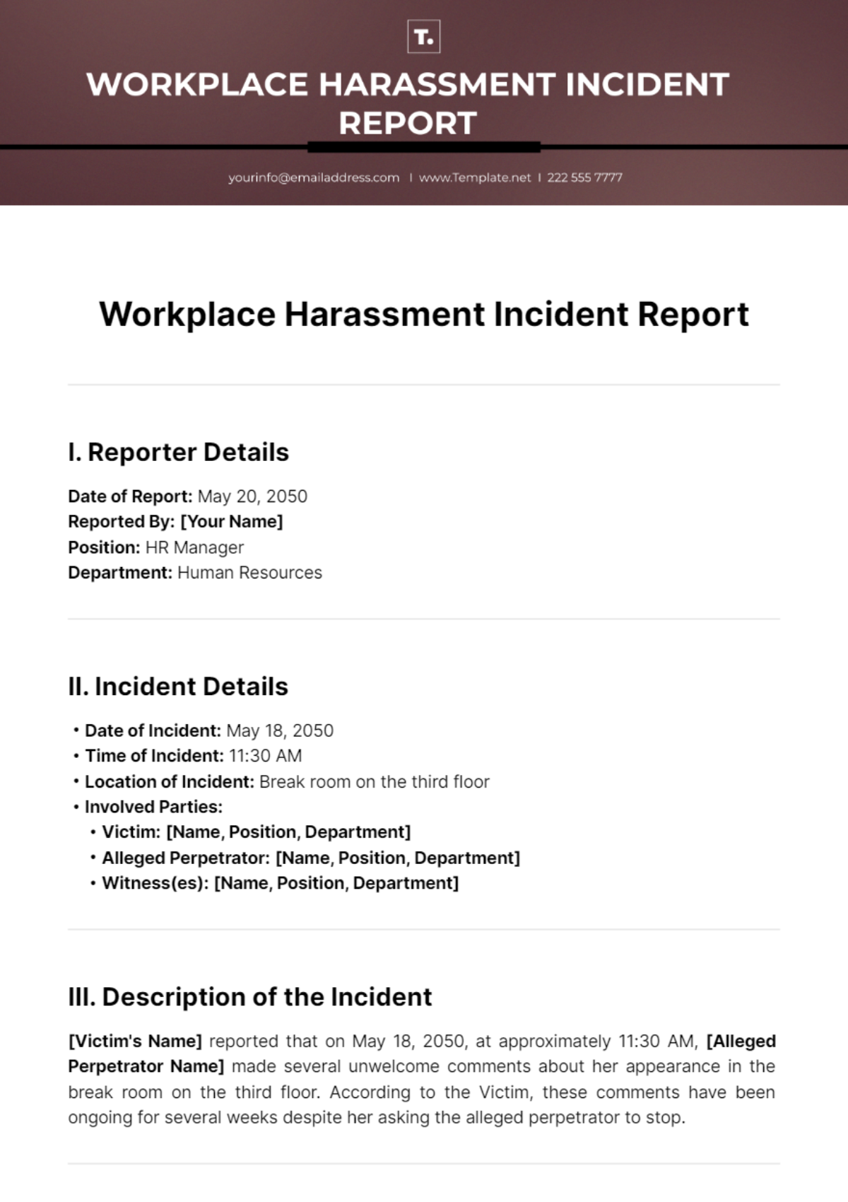 Workplace Harassment Incident Report - Edit Online & Download