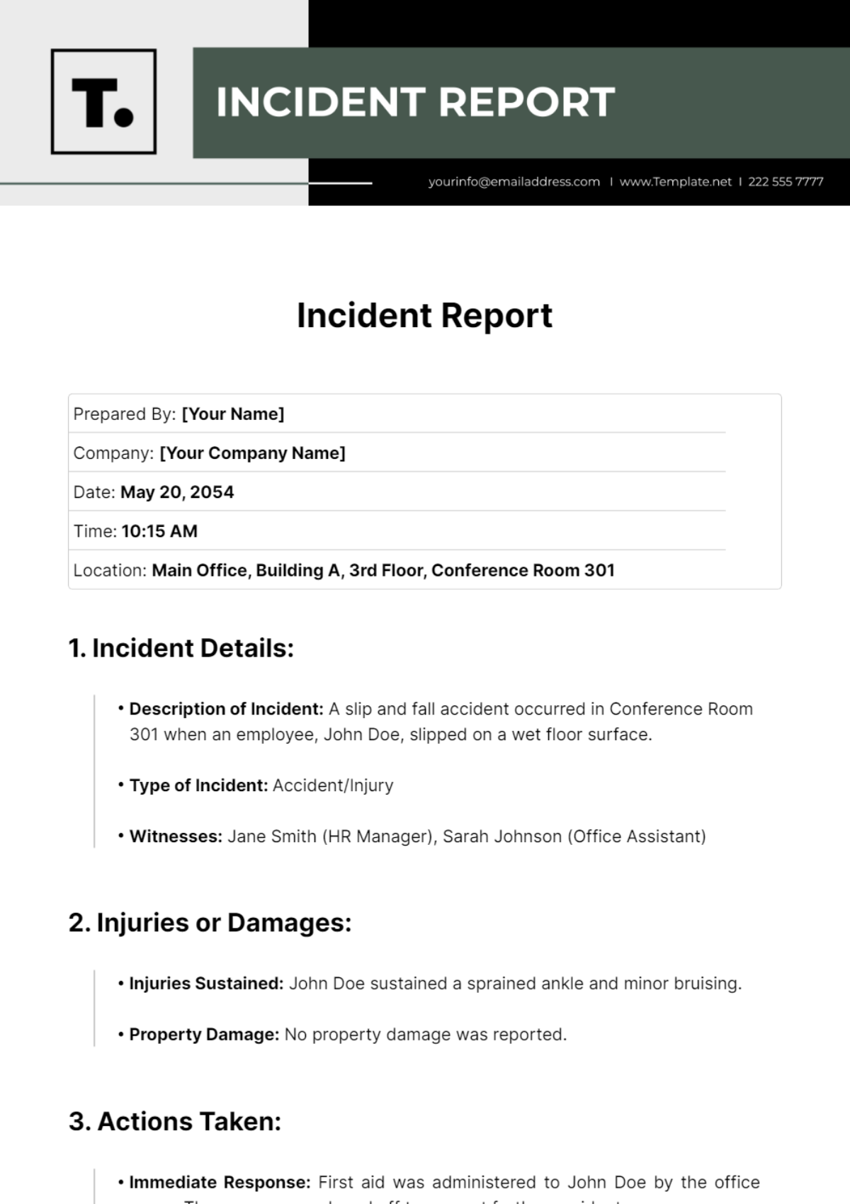 Incident Report Template - Edit Online & Download