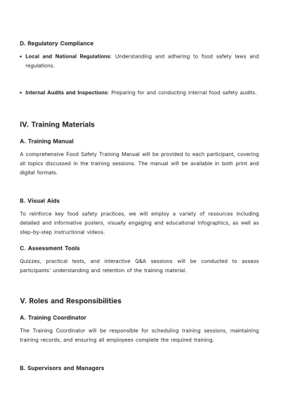 Free Food Safety Training Plan Template to Edit Online