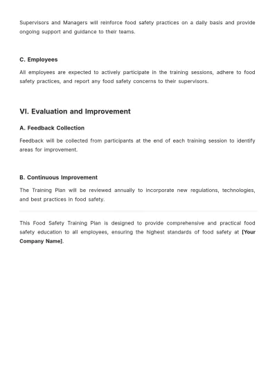 Free Food Safety Training Plan Template to Edit Online