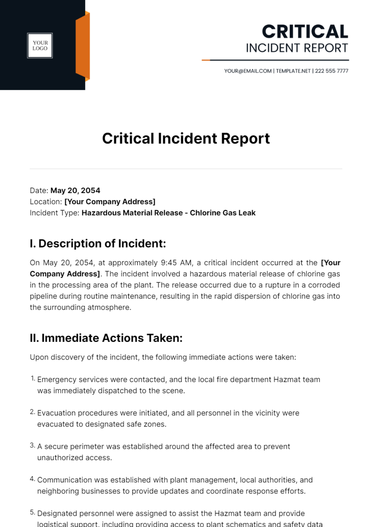 Critical Incident Report Template - Edit Online & Download