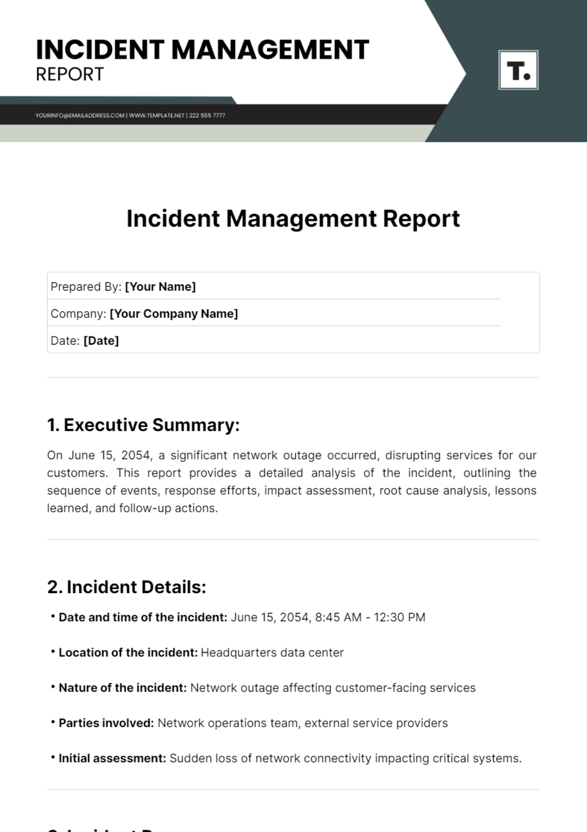 Incident Management Report Template - Edit Online & Download