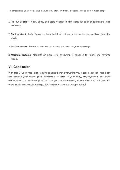 Free 2 Week Meal Plan Template to Edit Online