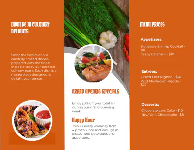 Free Restaurant Grand Opening Brochure Template to Edit Online