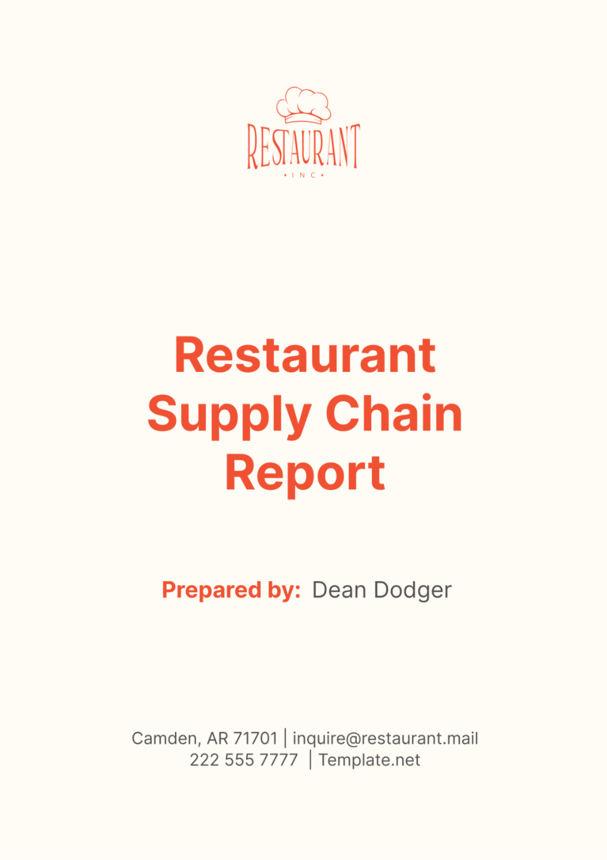 Restaurant Supply Chain Report Template - Edit Online & Download