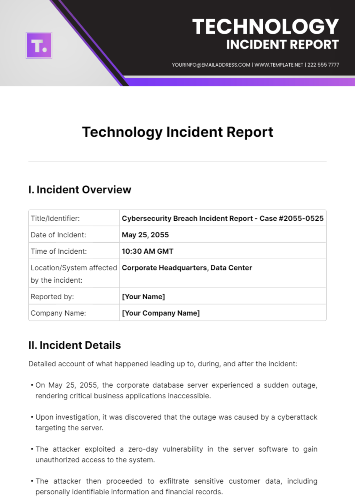 Technology Incident Report Template - Edit Online & Download