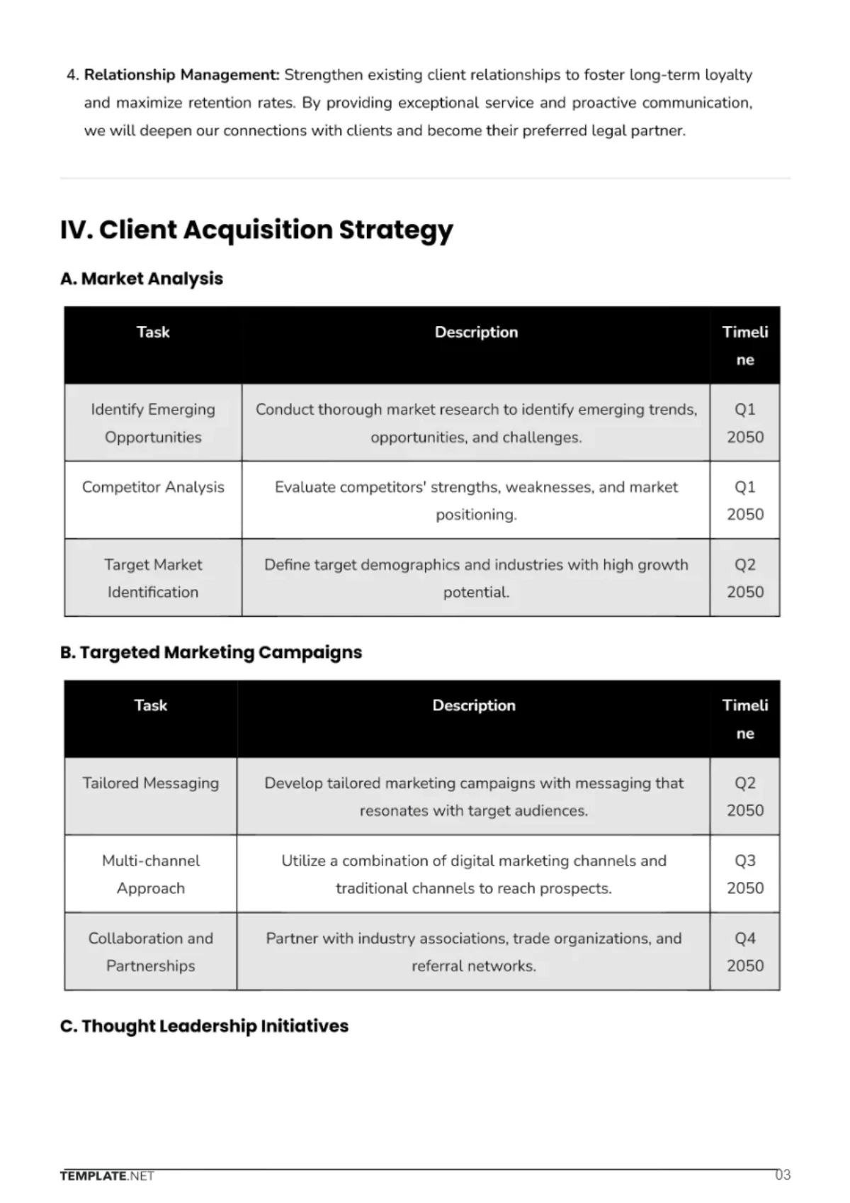 Free Law Firm Business Development Plan Template to Edit Online