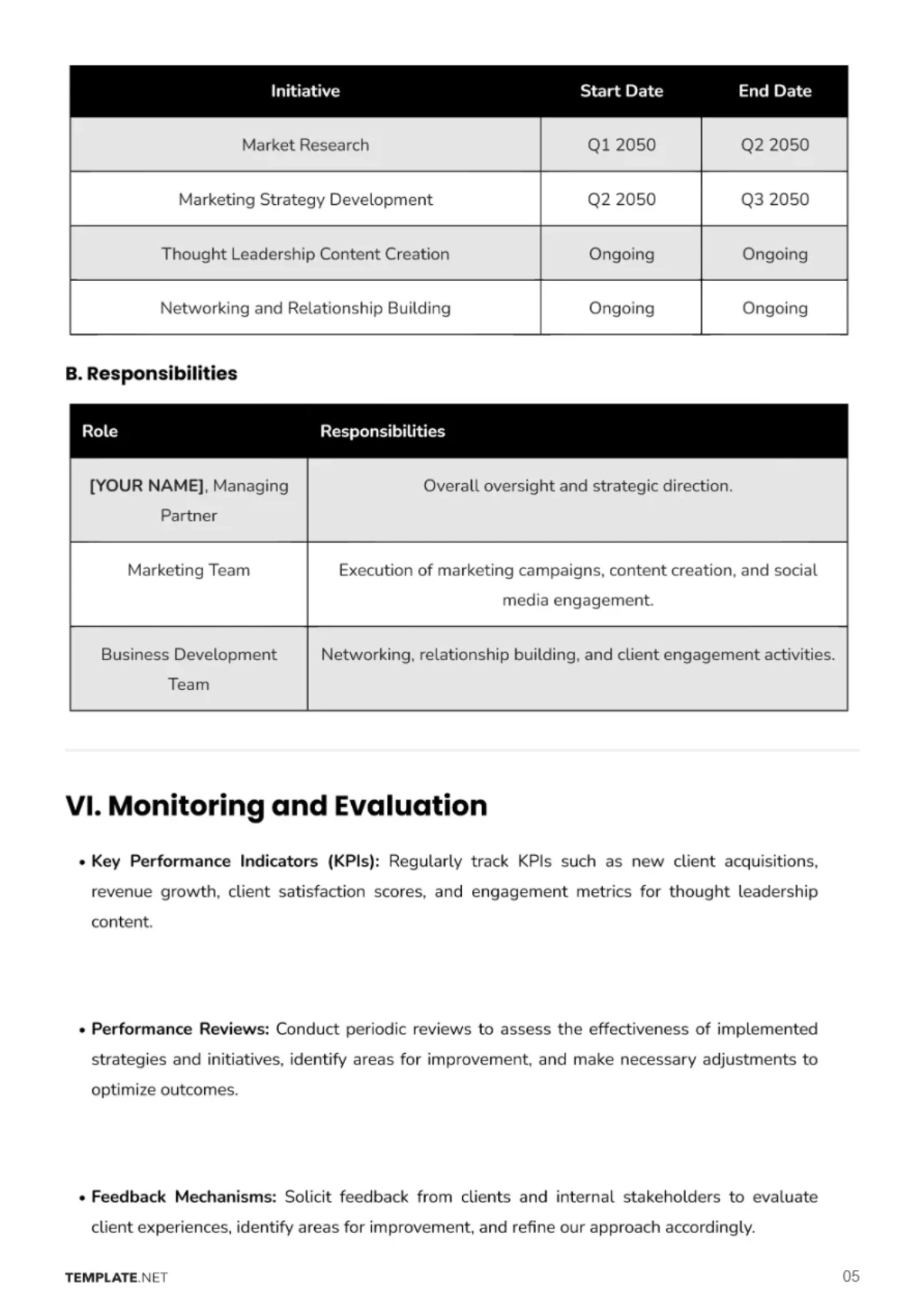 Free Law Firm Business Development Plan Template to Edit Online