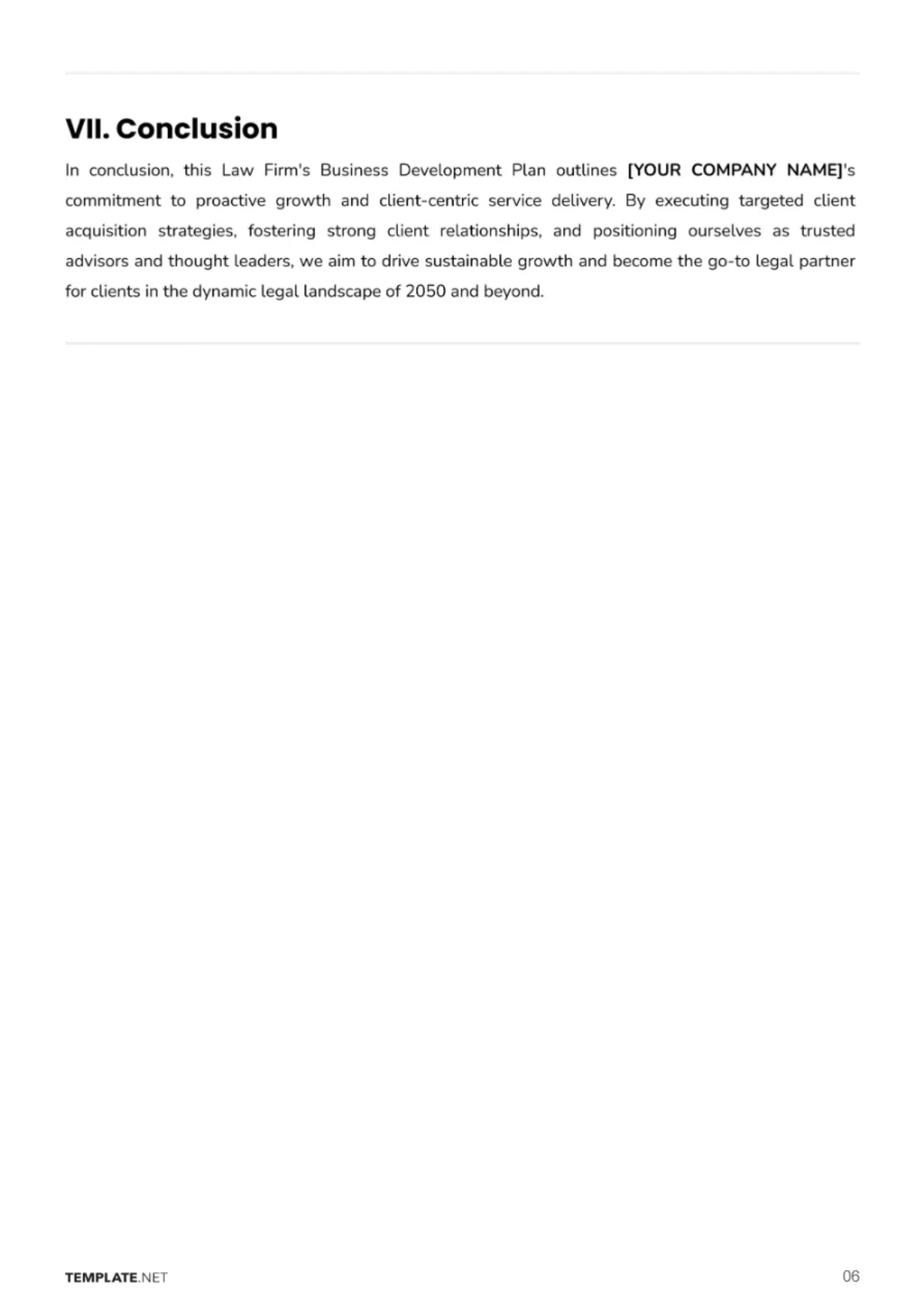 Free Law Firm Business Development Plan Template to Edit Online
