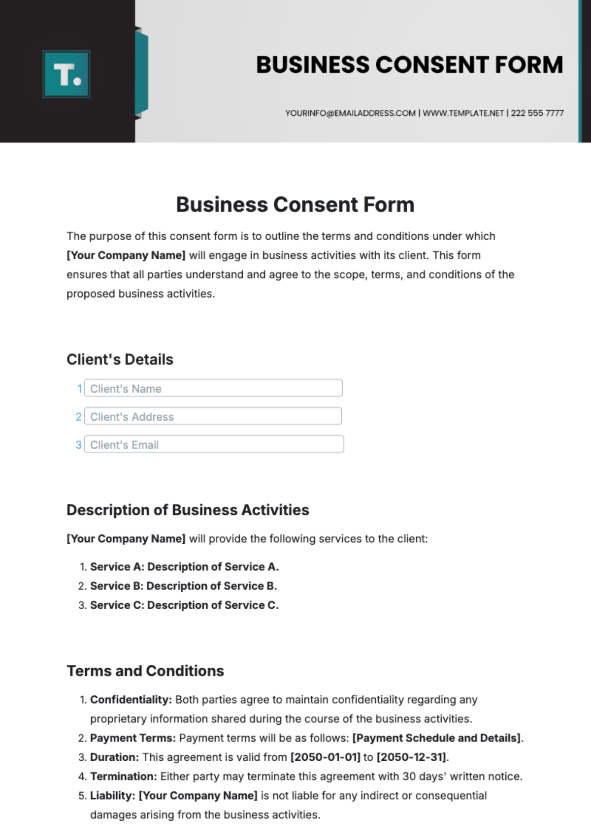 Business Consent Form Template - Edit Online & Download