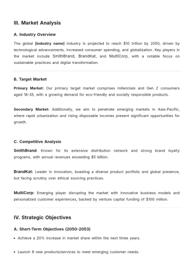Free Market Development Plan Template to Edit Online