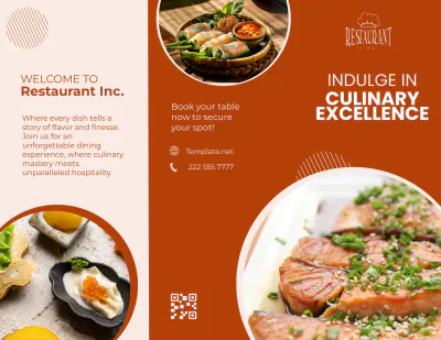 Free Restaurant Delicious Cuisine Brochure Template to Edit Online