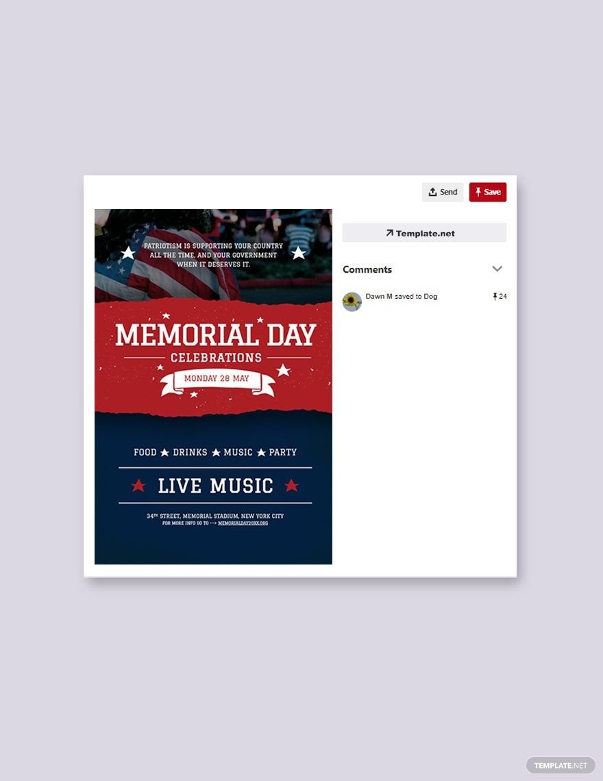 Free Memorial Day Pinterest Pin Template in PSD