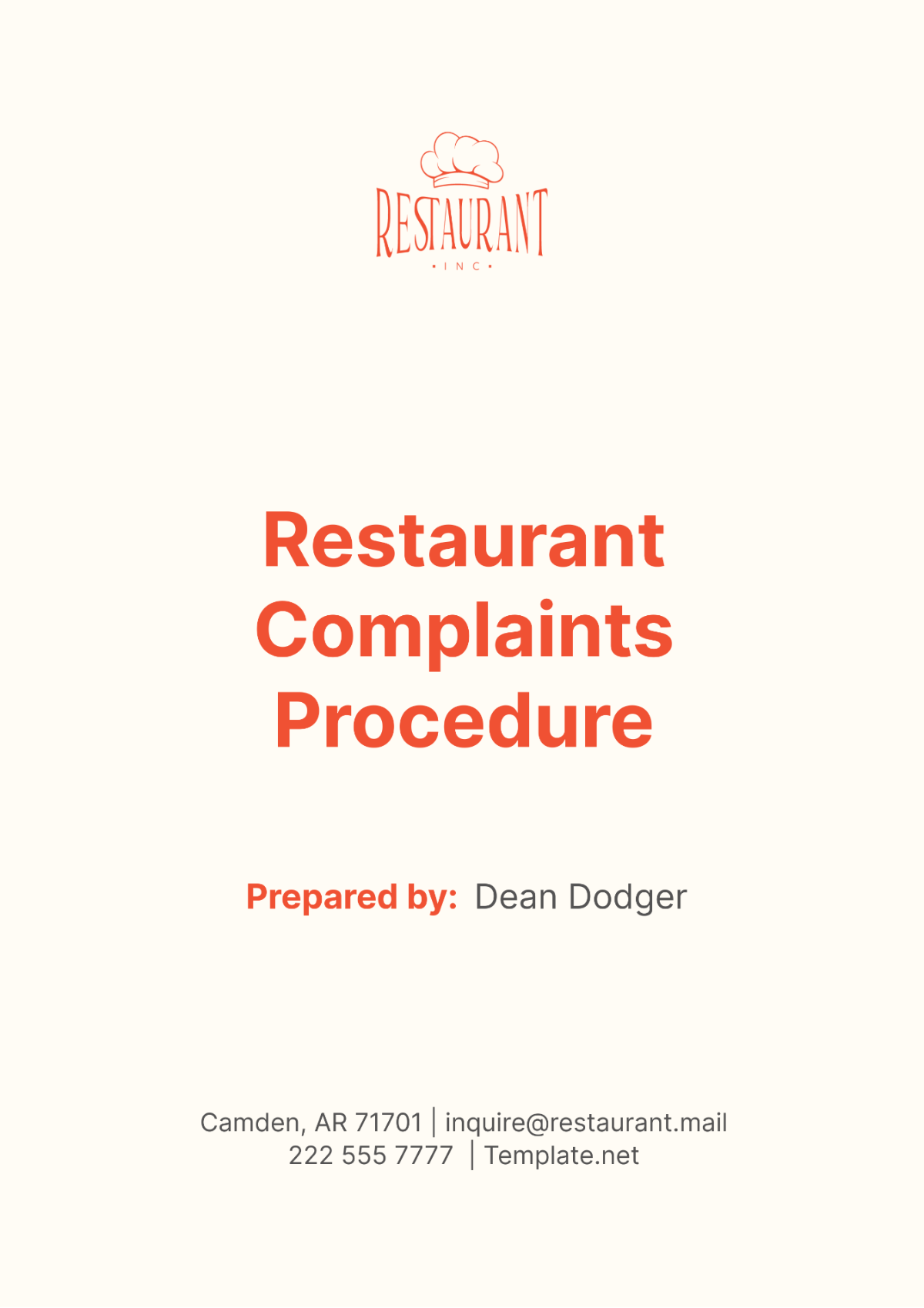 Free Restaurant Complaints Procedure Template To Edit Online Free Restaurant Complaints Procedure Template To Edit Online