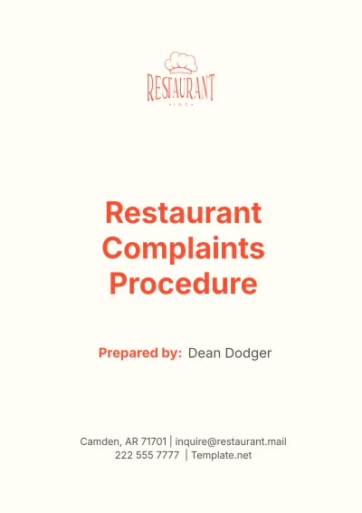 Free Restaurant Complaints Procedure Template to Edit Online
