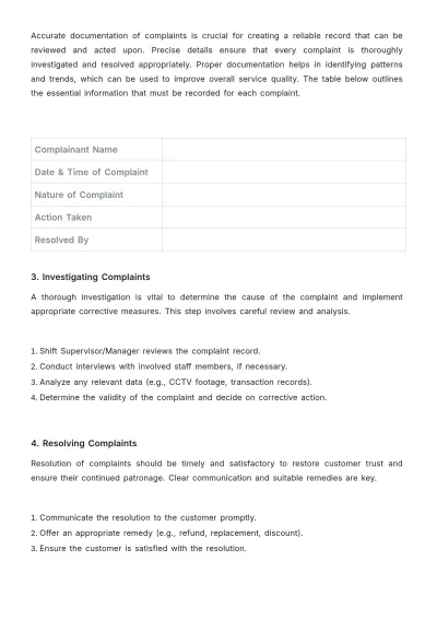 Free Restaurant Complaints Procedure Template to Edit Online