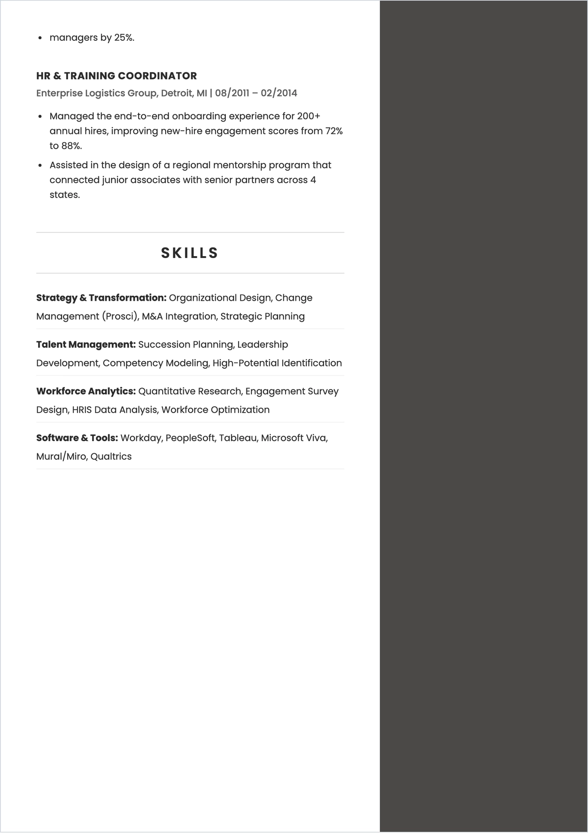 Free CV Organizational ATS CV Template, AI CV Builder