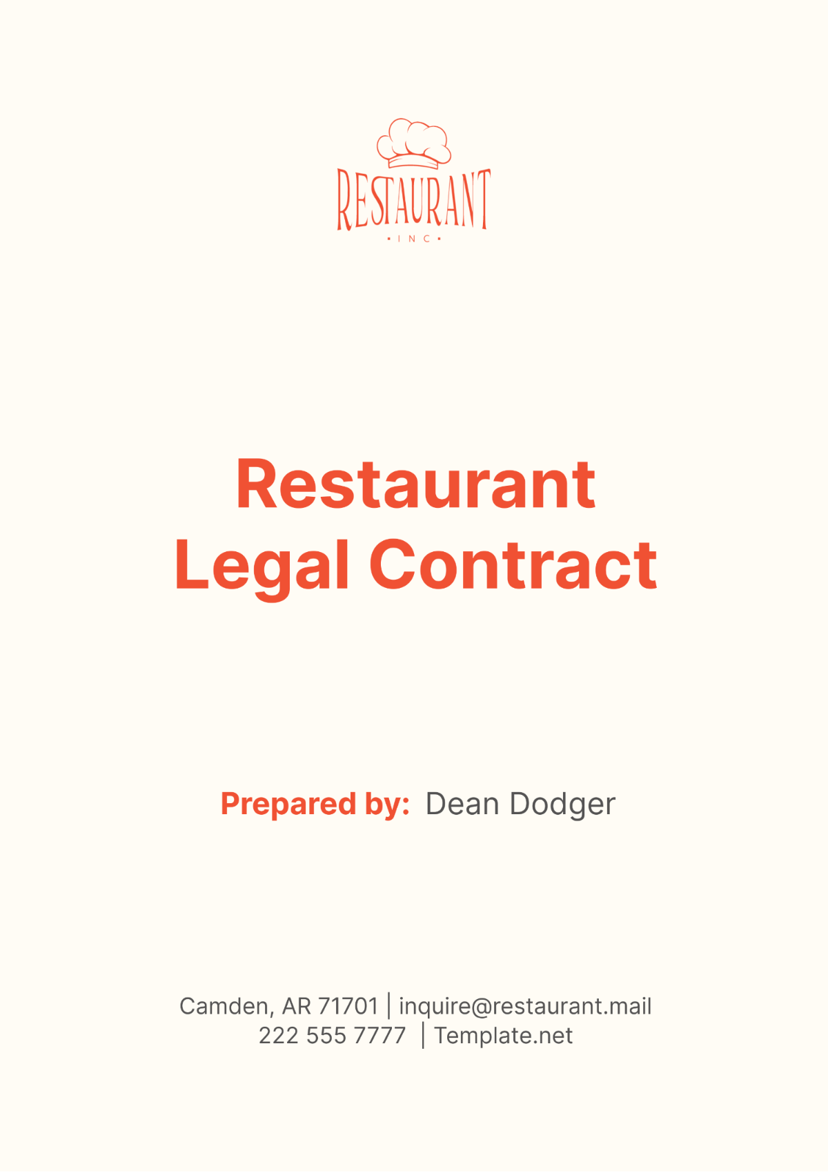 Restaurant Legal Contract Template