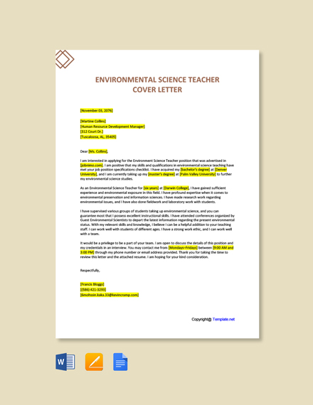 FREE Environmental Advisor Cover Letter - Word | Google Docs | Apple ...