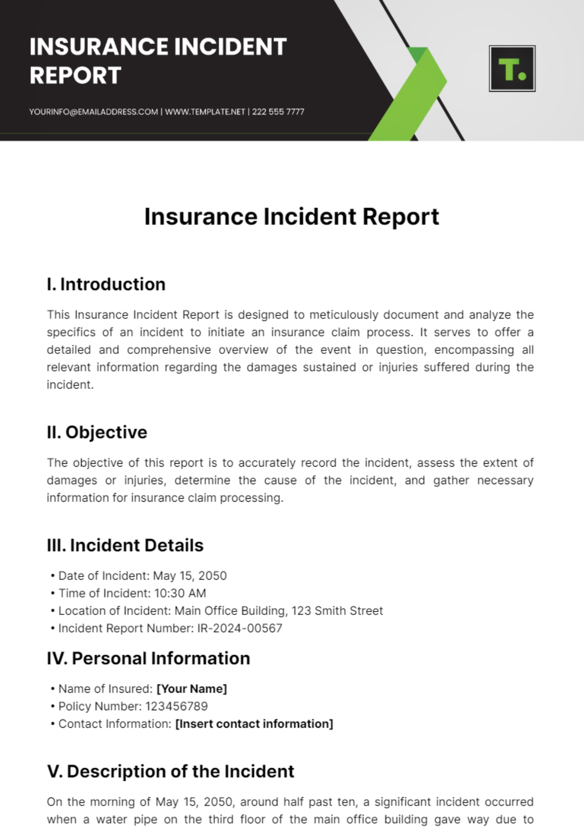 Insurance Incident Report Template - Edit Online & Download