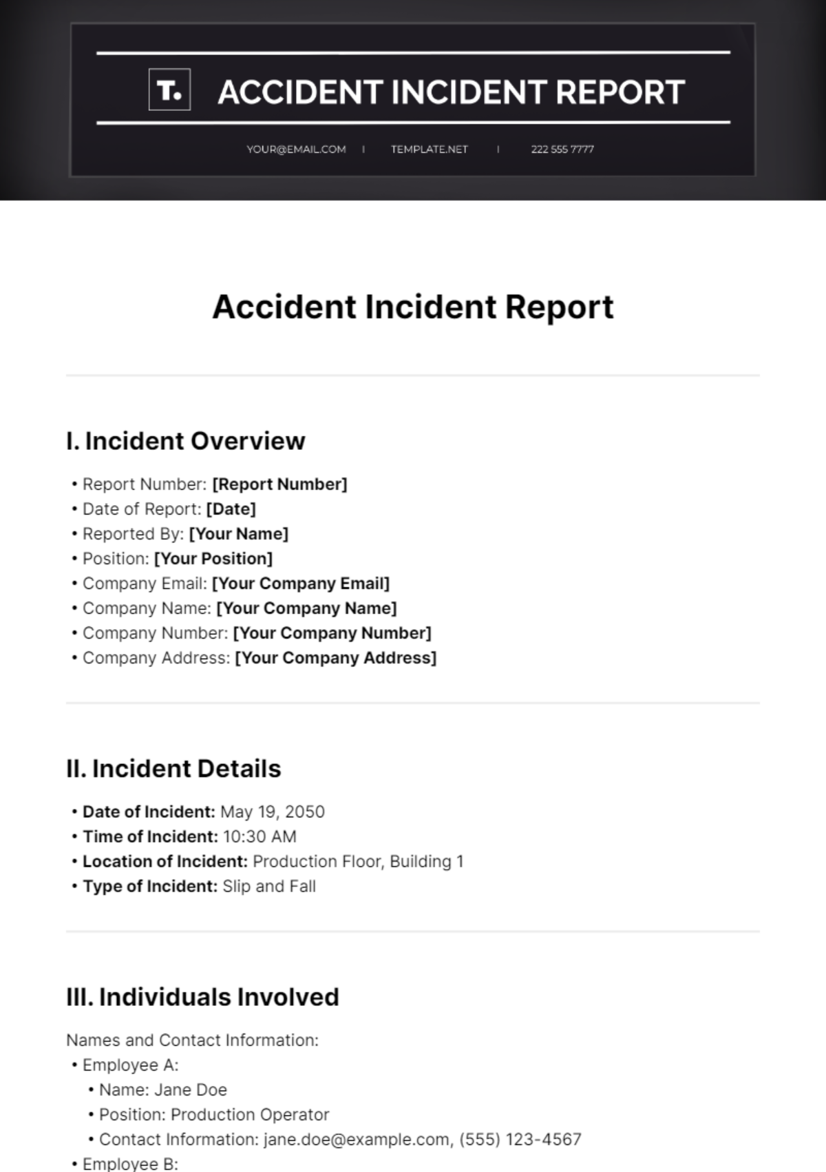 Accident Incident Report Template - Edit Online & Download