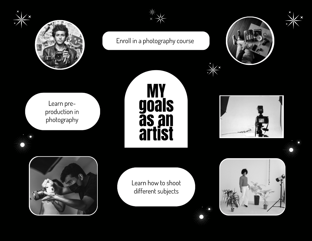 Black and White Vision Board Template - Edit Online & Download