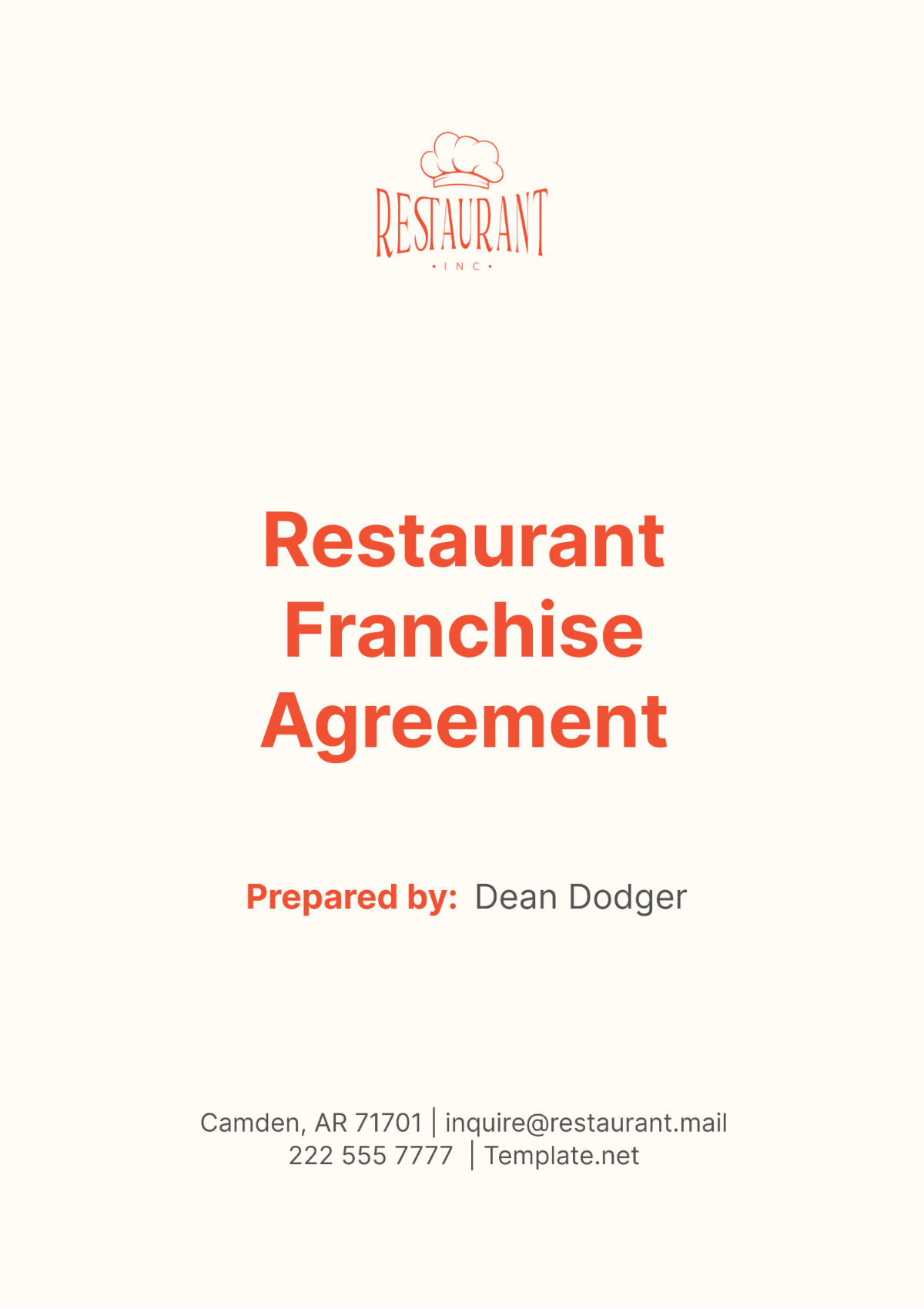Restaurant Franchise Agreement Template