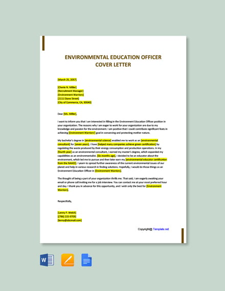 cover letter for an education officer