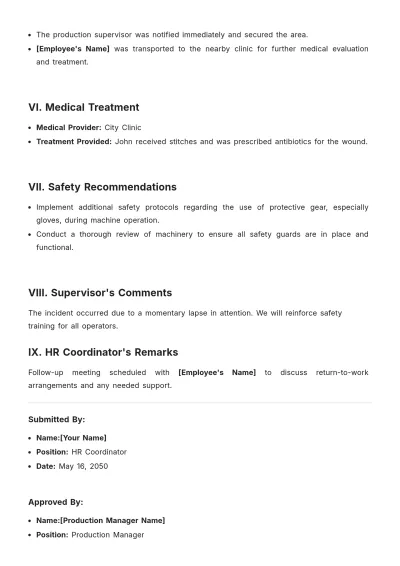 Free HR Incident Report Template to Edit Online