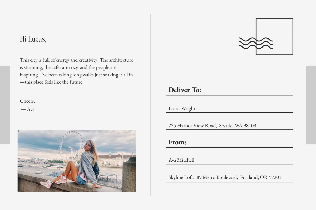 Free Modern Postcard Template to Edit Online