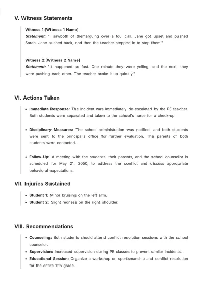 Free High School Incident Report Template to Edit Online