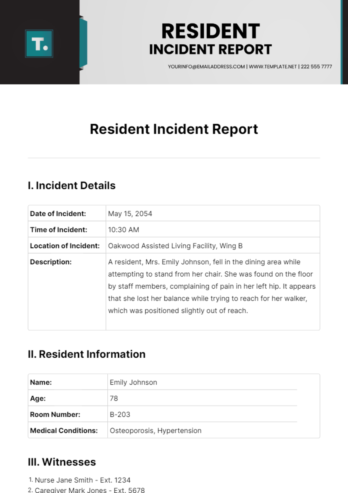 Resident Incident Report Template Edit Online And Download Example 