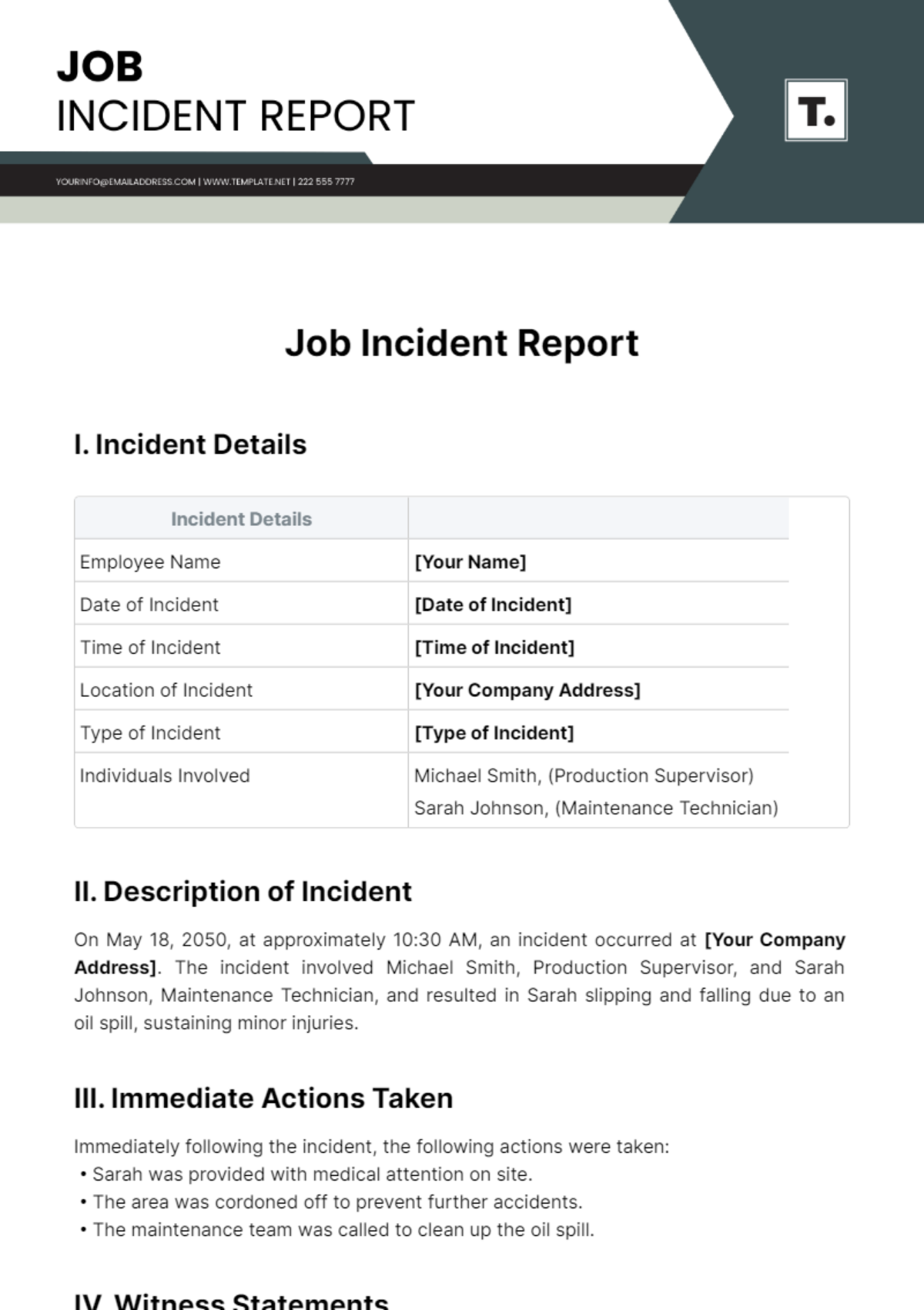 Job Incident Report Template - Edit Online & Download