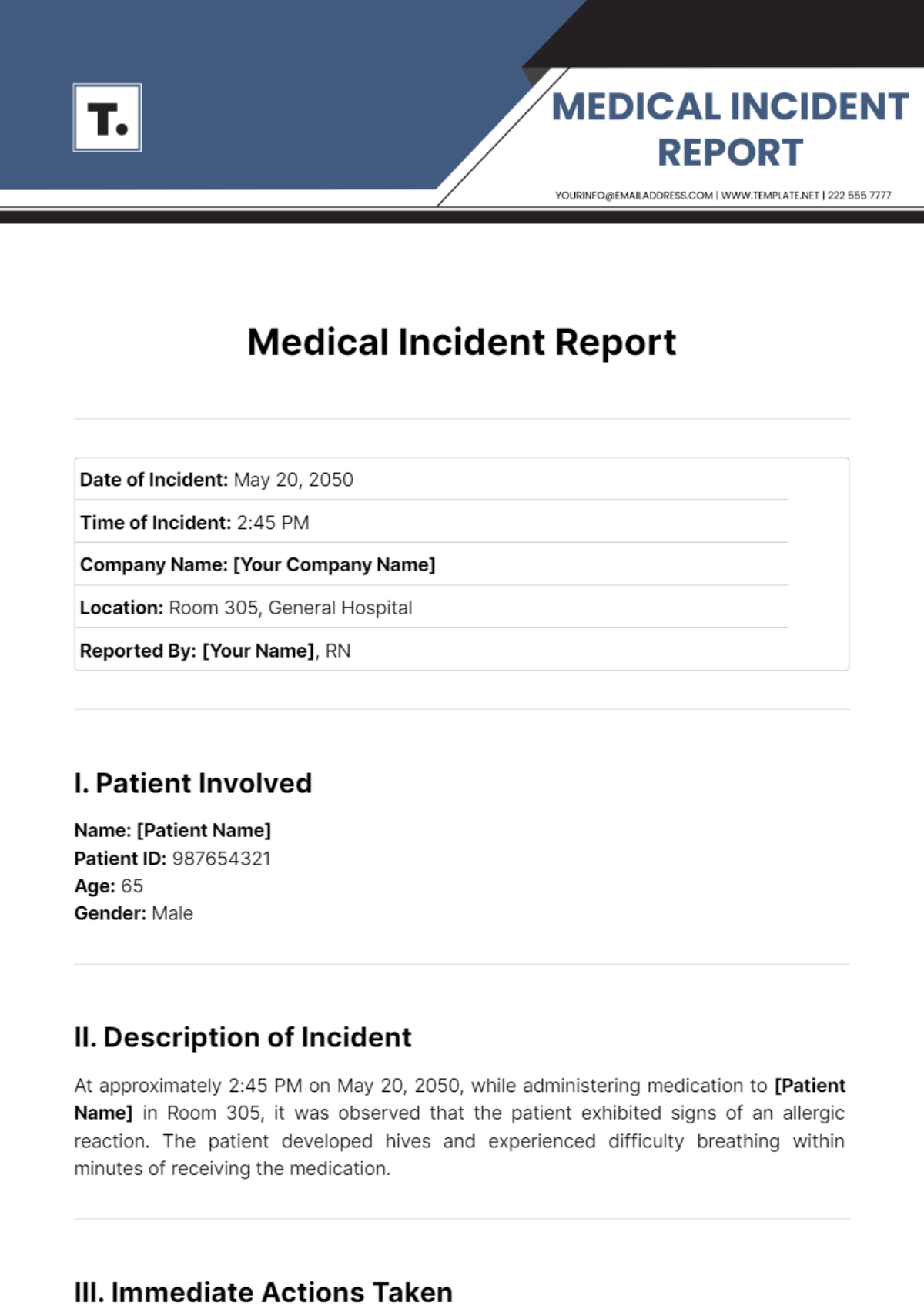 Medical Incident Report Template - Edit Online & Download