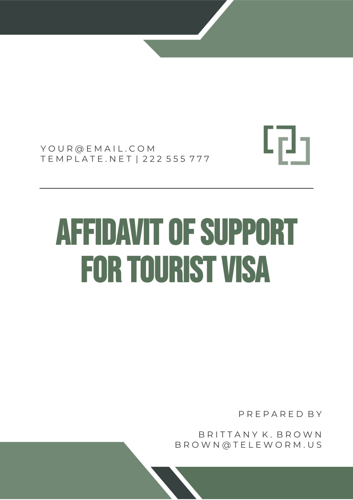 Affidavit Of Support For Tourist Visa Template