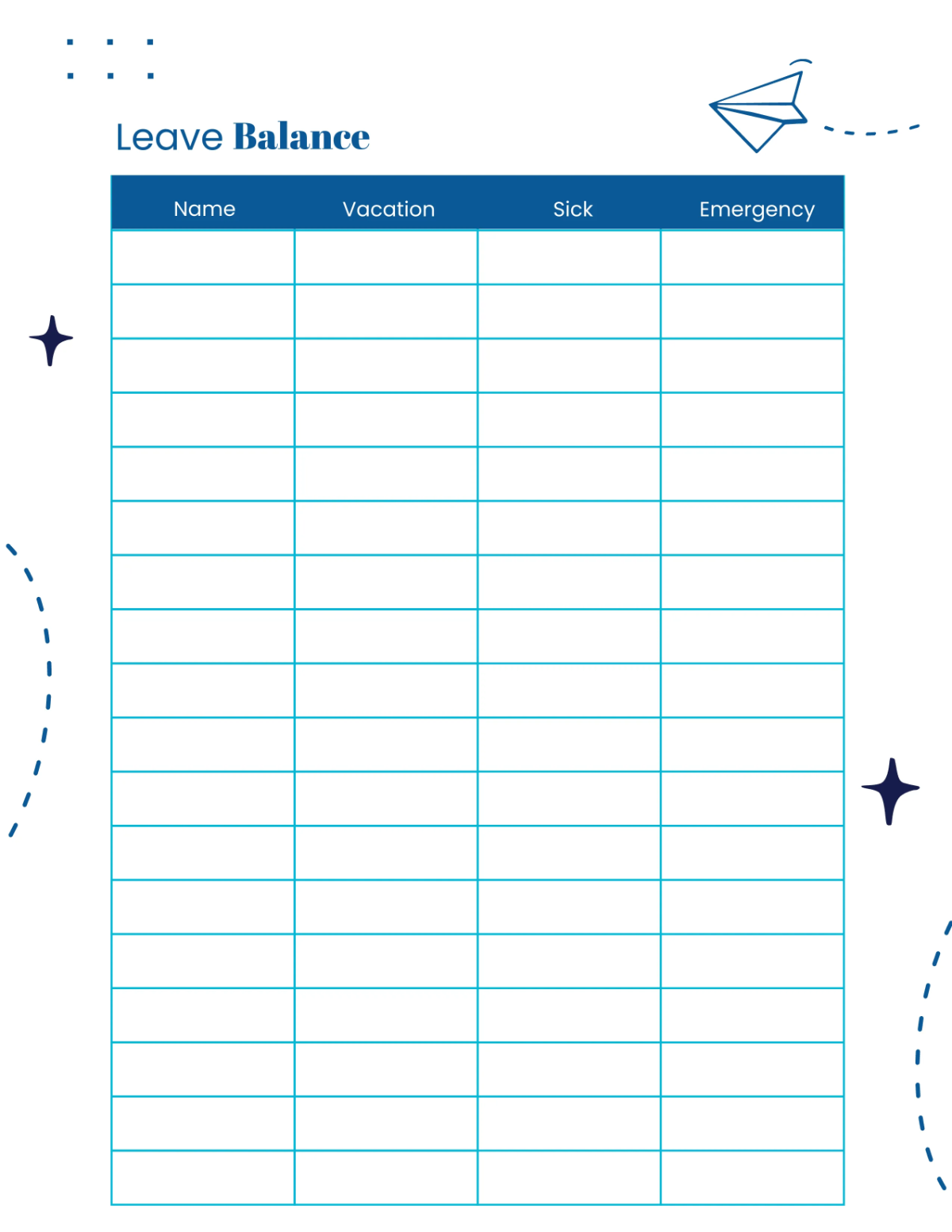Free Travel Agency Leave Planner Template to Edit Online