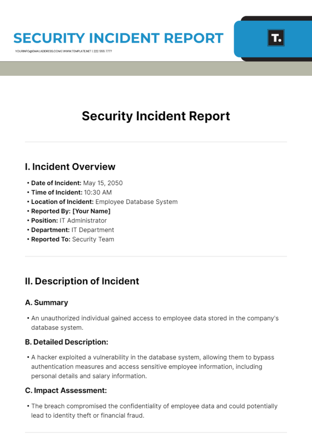 Security Incident Report Template - Edit Online & Download Example ...