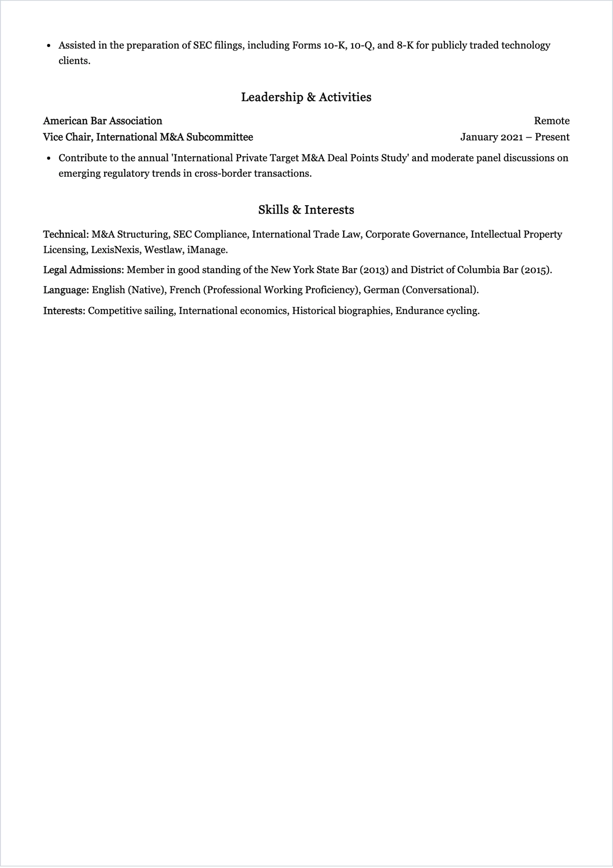 Free CV Legal Half ATS CV Template, AI CV Builder