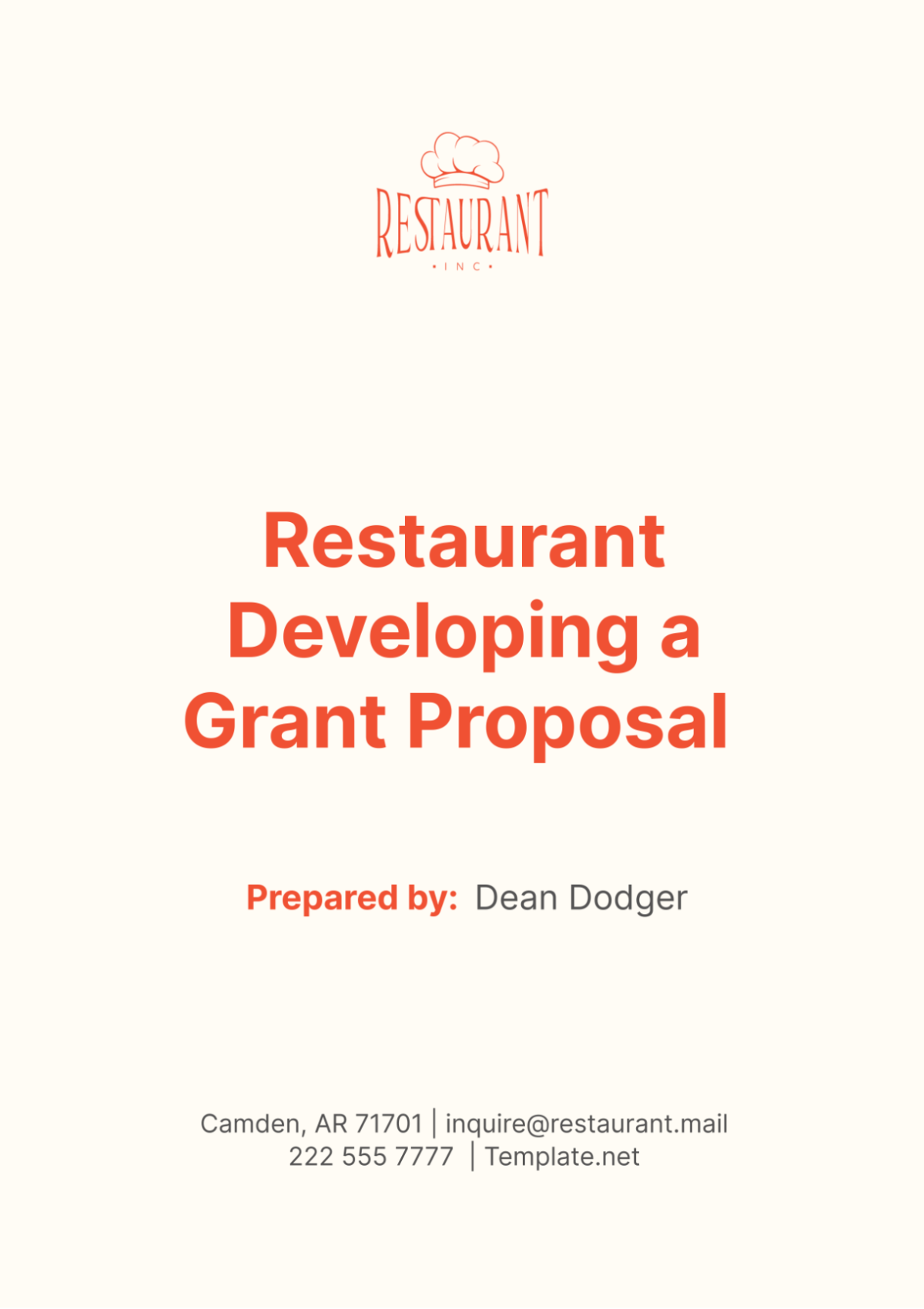 Free Restaurant Developing a Grant Proposal Template