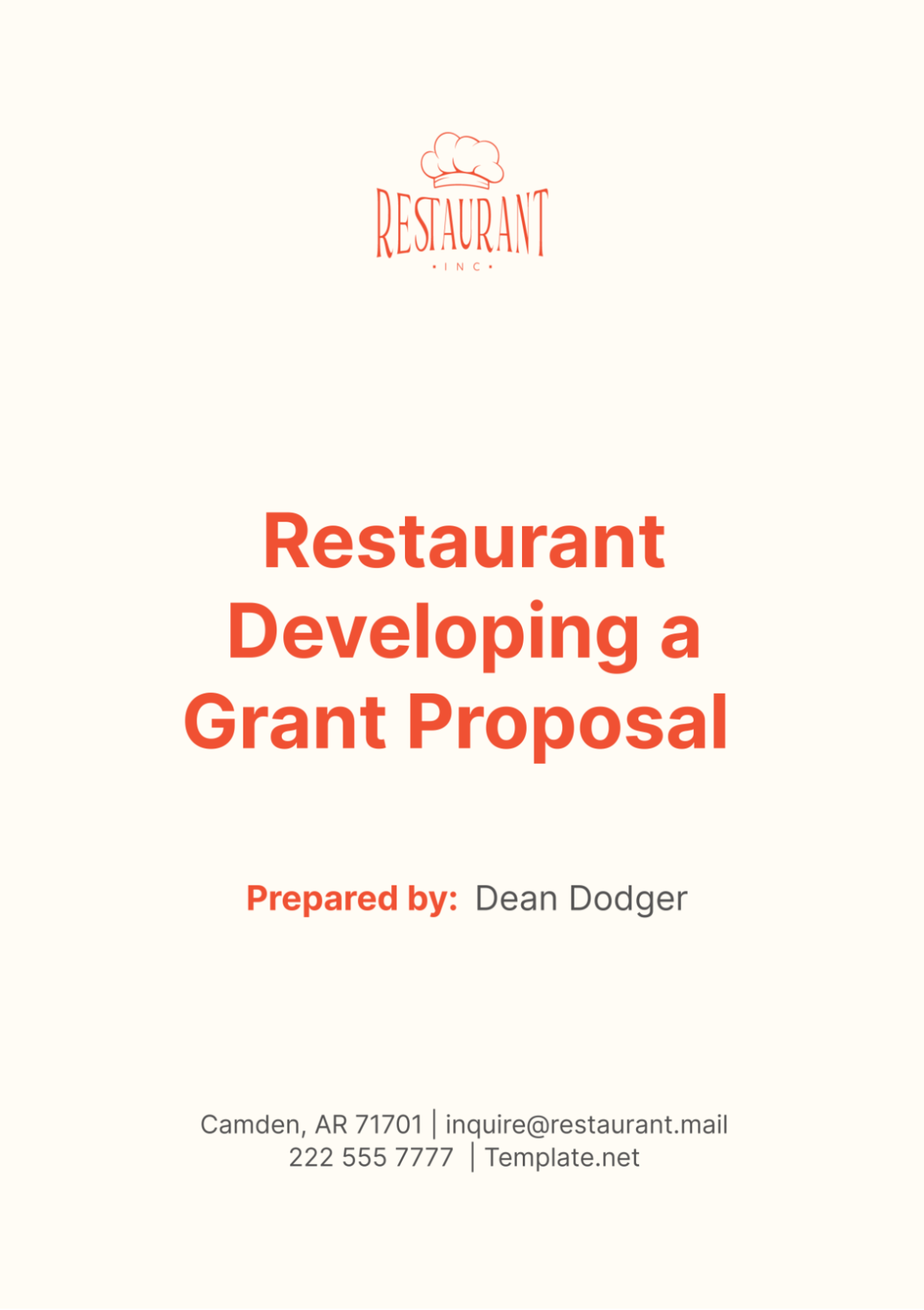 Restaurant Developing a Grant Proposal Template - Edit Online & Download