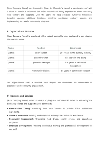 Free Restaurant Developing a Grant Proposal Template to Edit Online