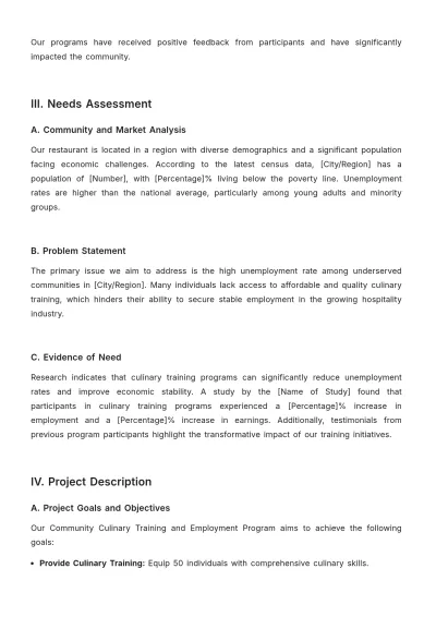 Free Restaurant Developing a Grant Proposal Template to Edit Online