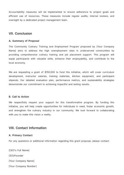 Free Restaurant Developing a Grant Proposal Template to Edit Online