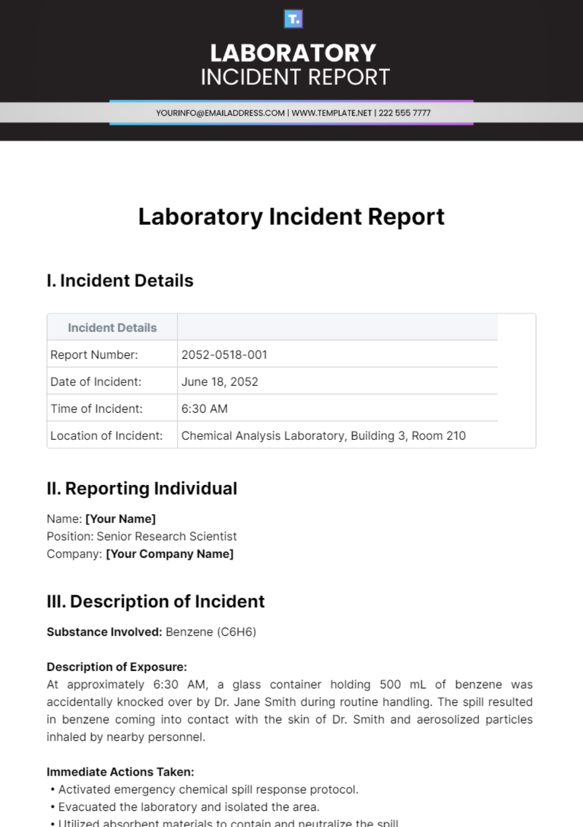 Laboratory Incident Report Template - Edit Online & Download